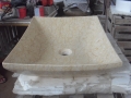 Rechteckige Form Beige Marmor Waschbecken