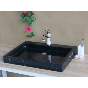 Black marquina marble sink and basin