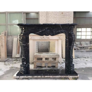 antique black decorative marble fireplace mantel
