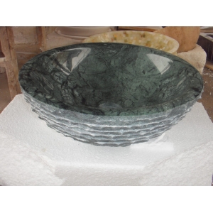 Green marble sink round shape basin rough surface sink