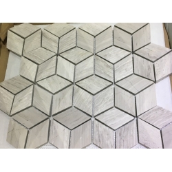 Hexagon-Form-weiße hölzerne Marmor-Mosaik-Fliese